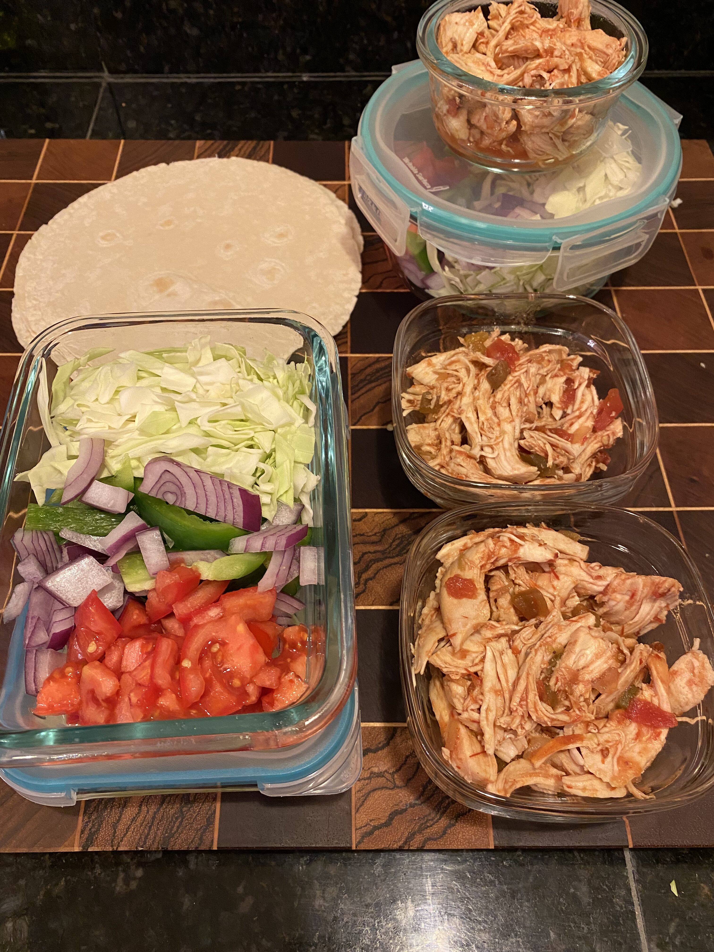 meal prepped chicken fajitas