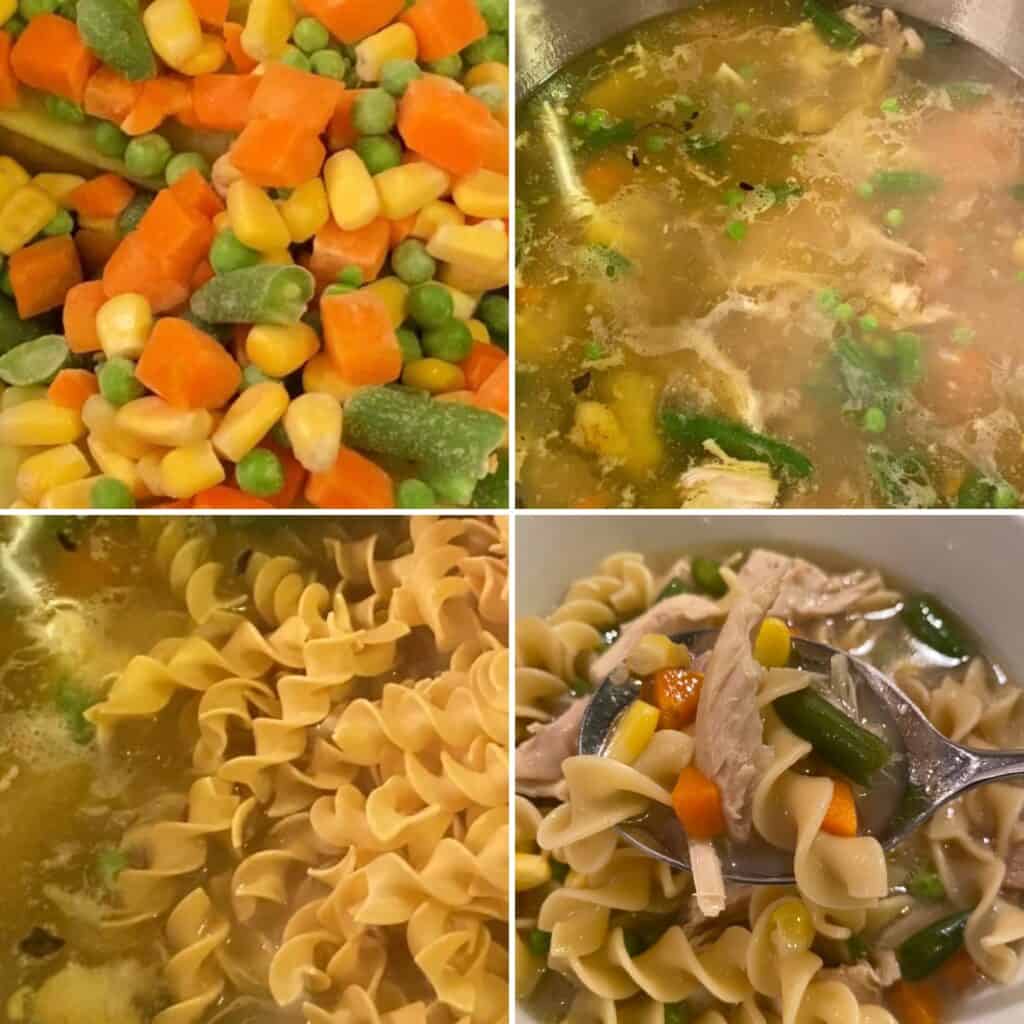 stages of cooking chicken soup